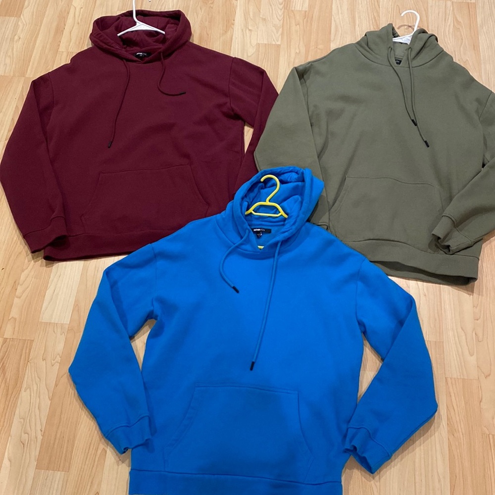 3 of fashion nova hoodies Tyson olive burgundy and blue